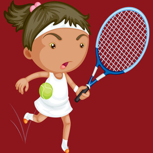 小女孩活力打网球