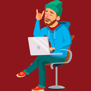 休闲男子惬意使用笔记本电脑