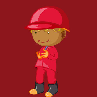 红衣戴帽卡通小男孩