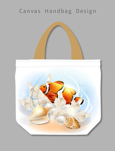 手绘海洋风帆布手提袋