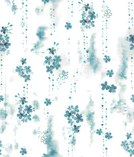 蓝白花卉水彩纹理背景图
