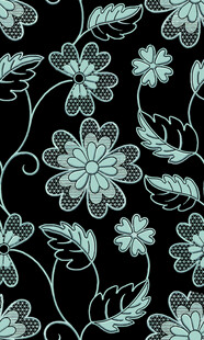 黑色底精致花卉图案
