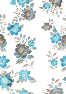 蓝灰花卉图案