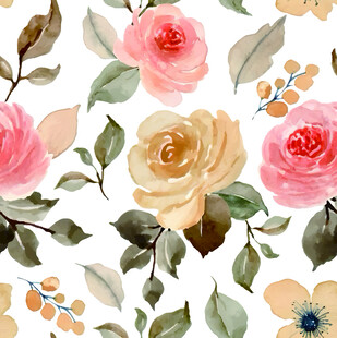 水彩花卉图案清新自然风