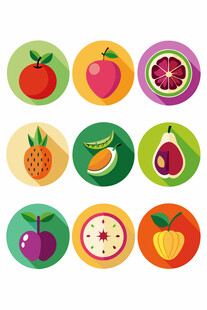 多彩水果图标集合