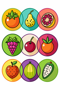 多彩水果图标集合