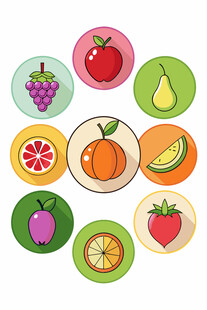 多彩水果图标集合