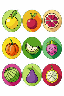 多彩水果图标集合