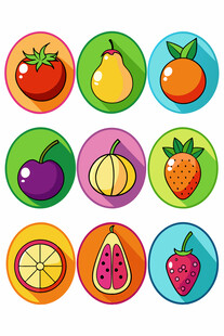 多彩水果图标集合