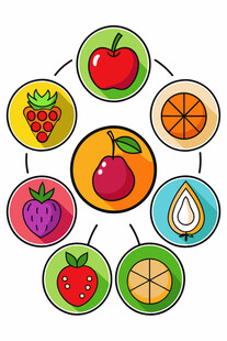 多彩水果环绕图案设计