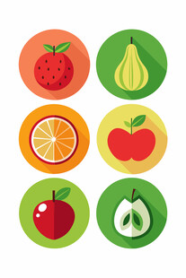 多彩水果图标集合