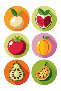 多彩水果图标集合