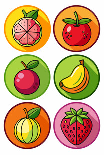 多彩水果图标集合