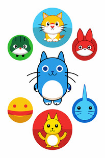 可爱卡通动物徽章图案