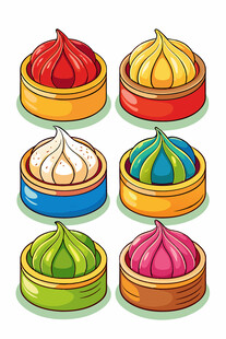 多彩美味小笼包插画