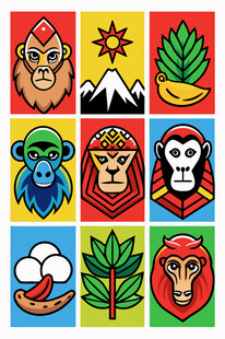 多彩动物与自然元素图标集