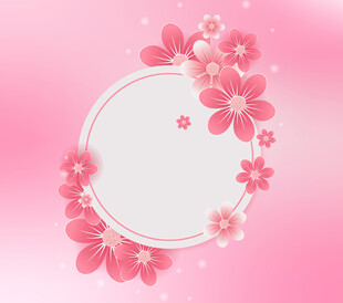 粉色花环边框