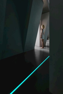 未来感室内空间与蓝光线条