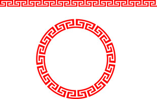 中式红色回纹圆形边框图案