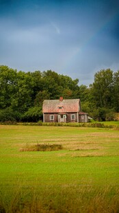 田园中的古朴小屋