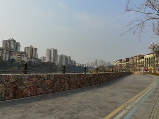 城市河畔道路风景