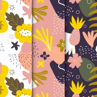 多彩花卉植物图案背景