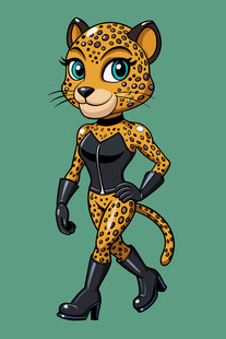 豹纹装扮的可爱卡通小豹子