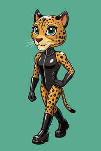 豹纹装扮的拟人化猎豹形象