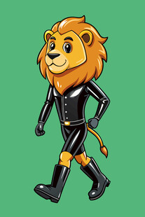 穿西装行走的卡通狮子