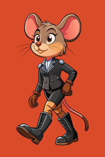 穿制服行走的卡通老鼠