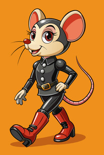 穿制服行走的卡通老鼠