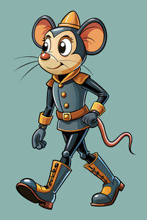 穿制服行走的卡通老鼠