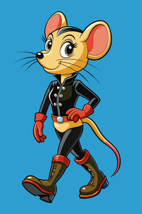 穿着制服的行走老鼠