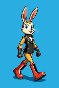 行走的卡通兔子形象