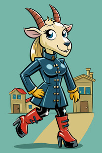 时尚山羊女郎街头漫步