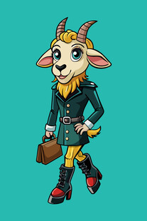 山羊拟人角色时尚装扮