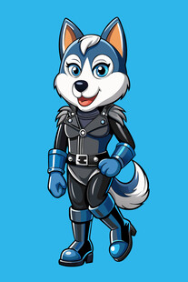穿着盔甲的哈士奇卡通形象
