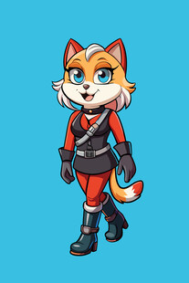 卡通红装狐狸角色形象