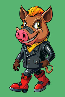 时尚酷炫的卡通野猪形象