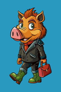 时髦野猪拎包出行