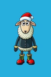 戴圣诞帽的可爱绵羊