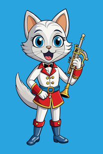 吹小号的可爱小狐狸