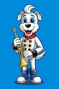 吹小号的可爱狗狗