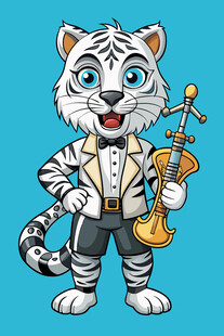 拉小提琴的可爱卡通小老虎