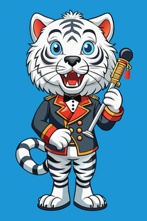 穿军装弹吉他的卡通小老虎