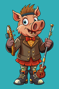 摇滚风小猪音乐家