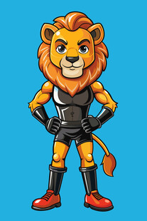 卡通狮子超级英雄形象
