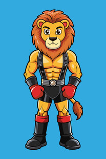 肌肉狮子卡通形象