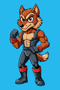 肌肉狐狸拳击手形象