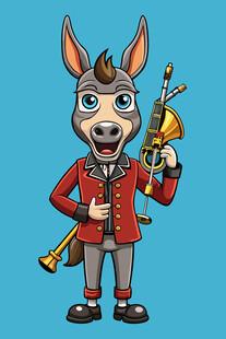 穿红衣吹小号的驴形象